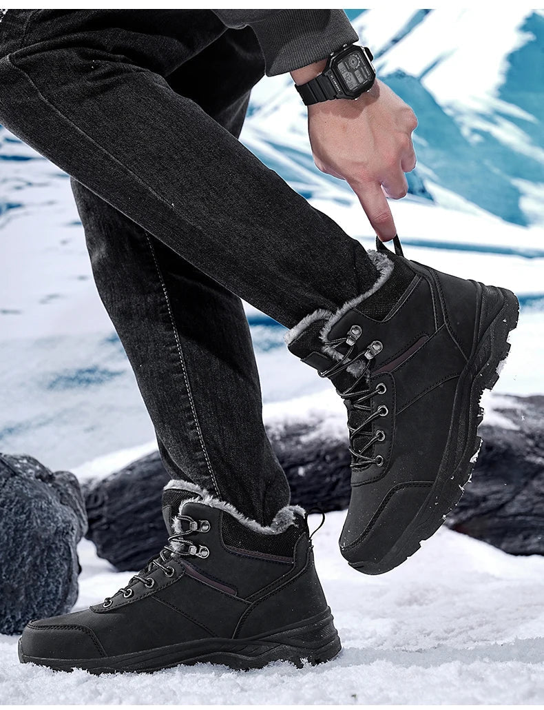 Male Boots Outdoor Non-Slip Hiking Boots Thickened Velvet Snow Boots Winter Boots Men Waterproof Snow Shoes For Man Good Quality