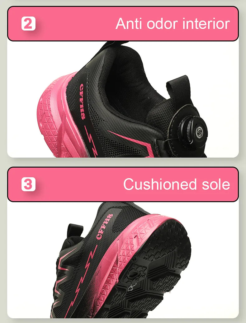Rotating Buttons Work Safety Shoes For Women Men Steel Toe Shoes Puncture-Proof Women Work Sneakers Lightweight Protective Shoes