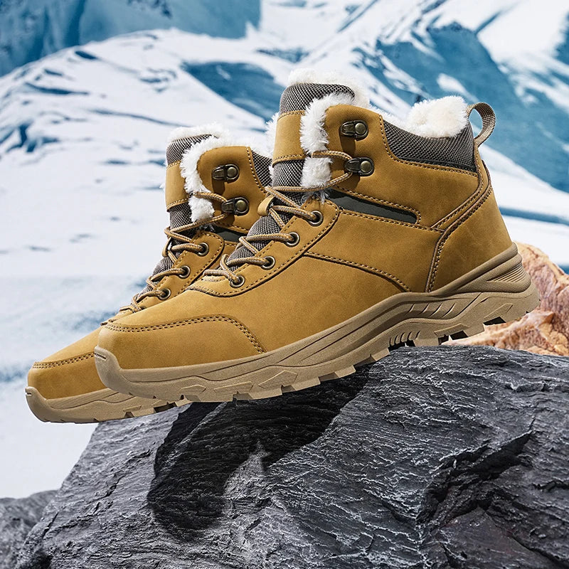 Male Boots Outdoor Non-Slip Hiking Boots Thickened Velvet Snow Boots Winter Boots Men Waterproof Snow Shoes For Man Good Quality