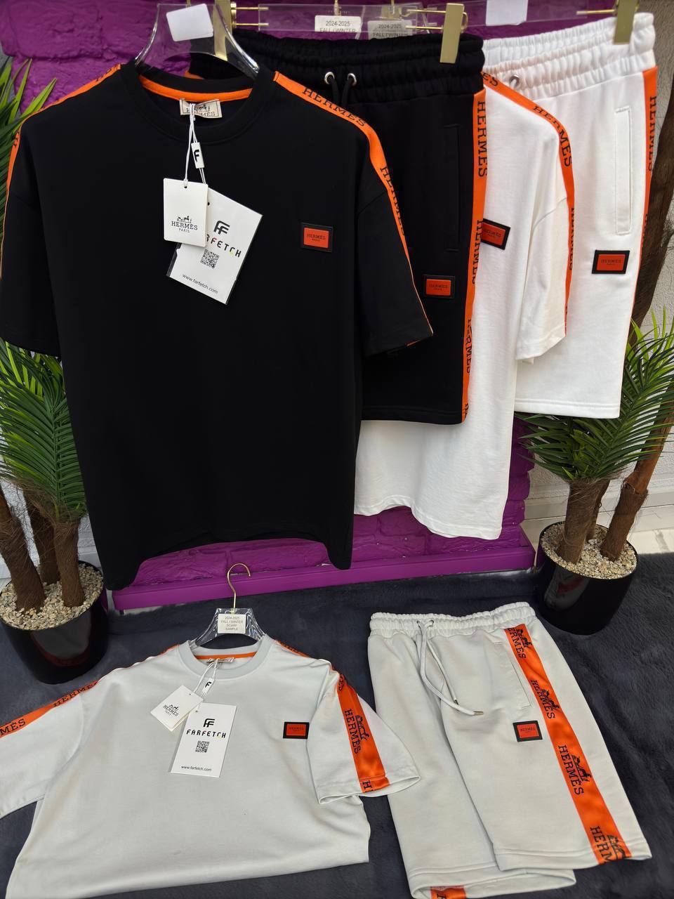 Compleu Hermès alb și negru